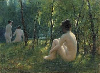 The Bathers, oil painting by Lionel Walden,, Lionel Walden
